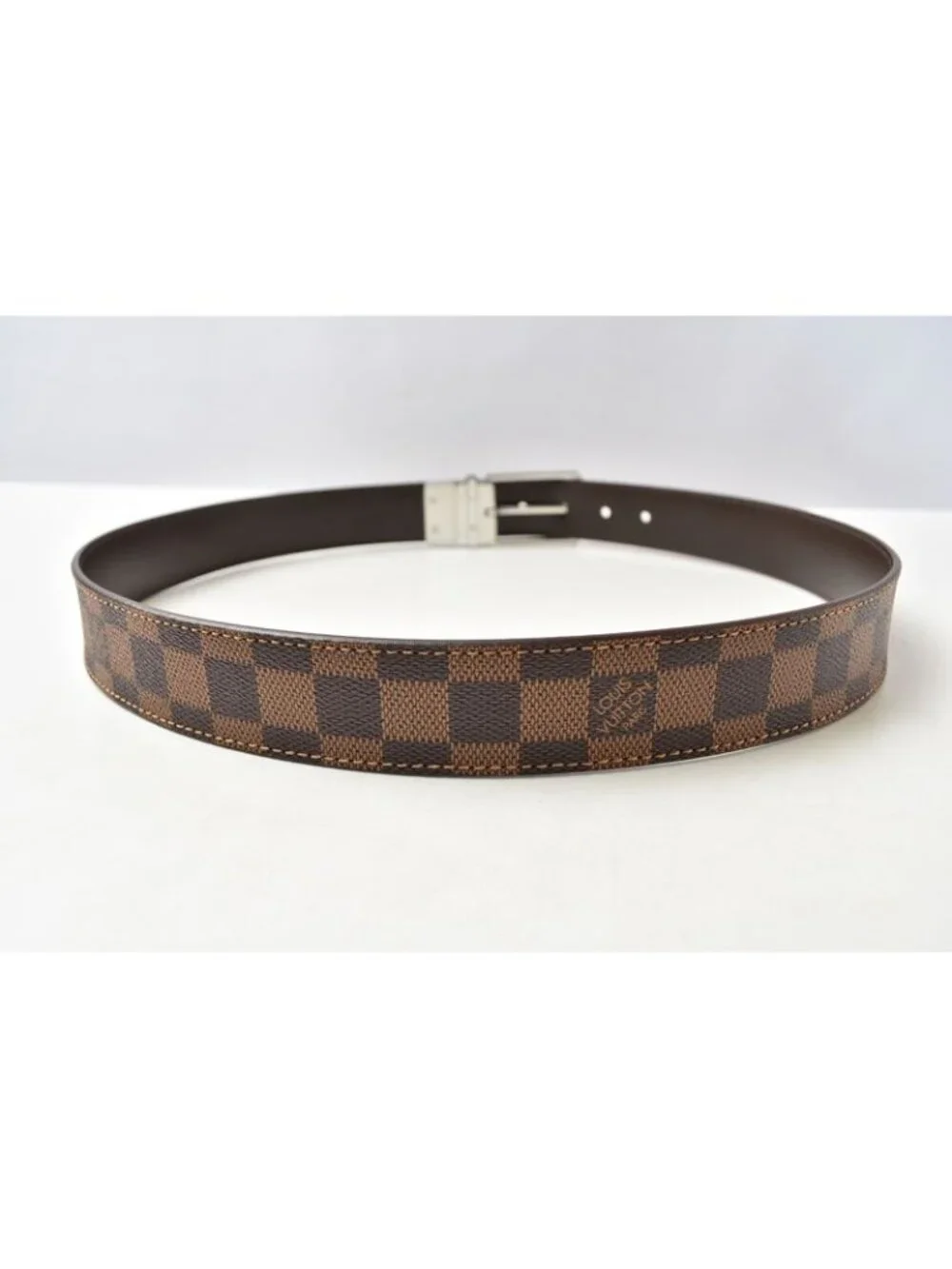 Louis Vuitton Belt Damier Reversible Leather Black Brown 90